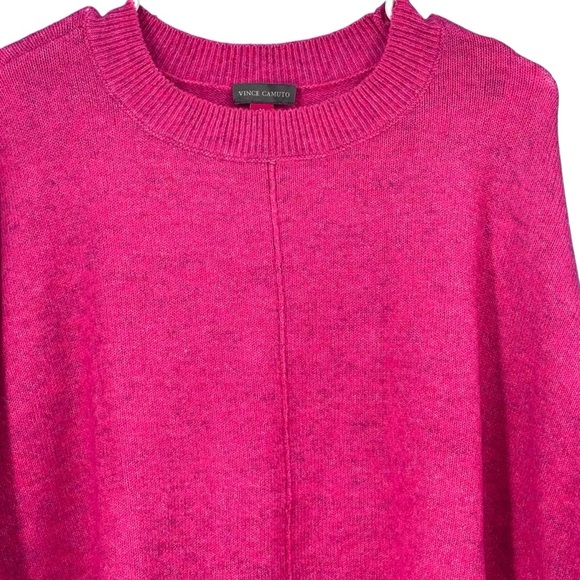 Exposed seam crewneck vibrant pink sweater M - Picture 2 of 4